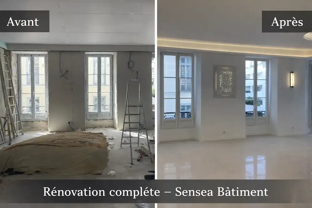 Rénovation complète d'un appartement au seing d'un immeuble centre ville de cannes Alpes-Maritimes